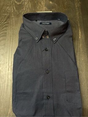 Nautica Men's Navy Microdot Button-Down Shirt